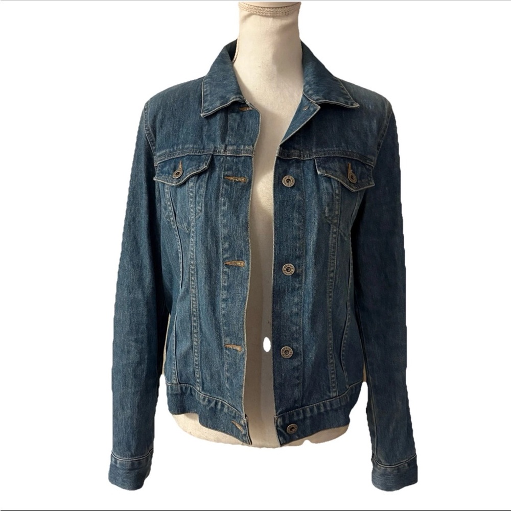 Theory Denim Jacket Button Up 100% Cotton Sz Large Made In USA